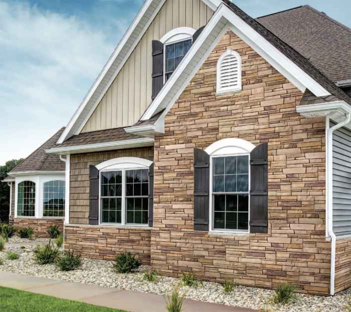 Rock veneer siding